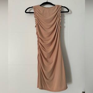 Elegant Tan Ruched Dress